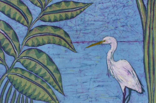 Egret with Verrigated Leave