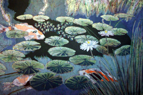 Lily Pond with Koi