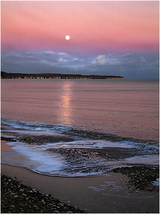 Moon over Flamborough Head
