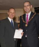Paul receiving his award for 'Best Local Artist' in the Bath Prize competition from the Mayor of Bath.