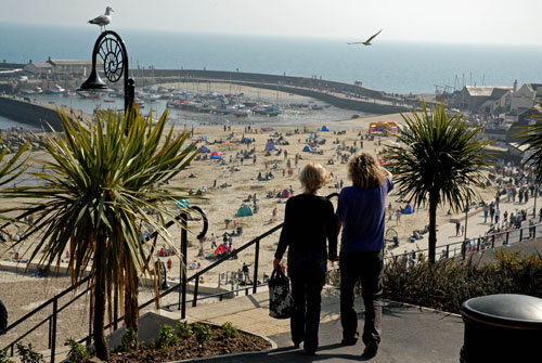 Gardens and beach, Lyme Regis
