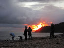 Monmouth beach sunset with people