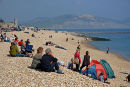 Relaxing on Lyme Regis beach