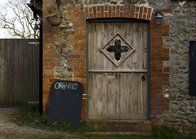 Organic doorway at Kingcombe in Dorset