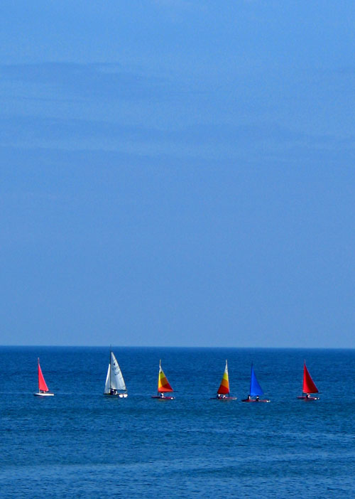 Sailing boats on a blue sea