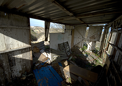 Wrecked hut on Portland, Dorset