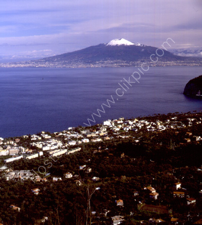 Mount Vesuvius across Naples Bay, Italy.