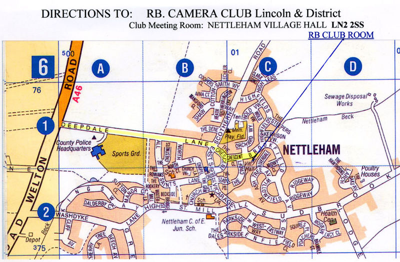 MAP TO RB CAMERA CLUB at NETTLEHAM VILLAGE HALL