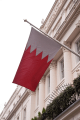Bahraini flag blowing in the changing wind