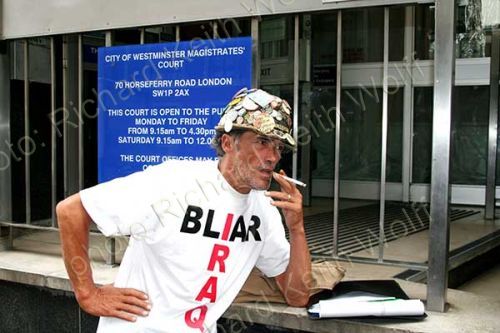 Brian Haw outside the City of Westminster Magistrates Court
