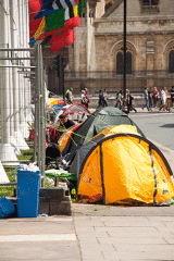 Protesters camp