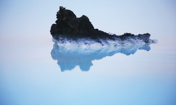 Lava in a pool of blue.