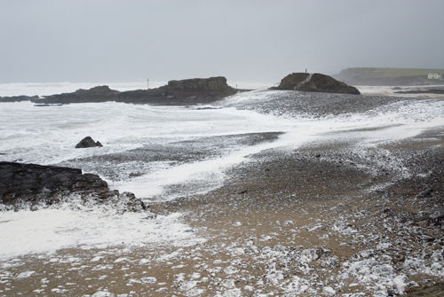 cold stormy beach.