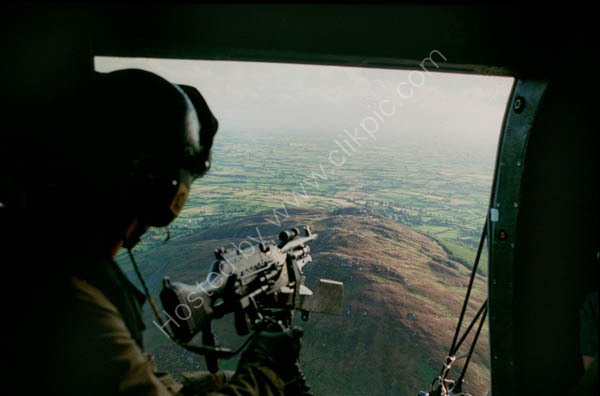 A helicopter gunners view of an Armagh mountain top security base