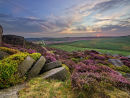 Sunset over millstones on Burbage