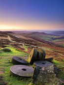 Dawn over Stanage millstones