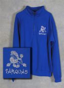 This sweatshirt with a zip at the neck shows a Rhinestone poodle with the owners affix below in the owners choice of font.