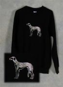This picture is of just a Rhinestone dog on a black sweatshirt with a round neck.