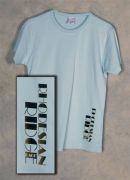 This t-shirt is of different colourd vinyl lettering placed on another area on the shirt.