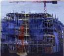 Blue Scaffolding II, oil on canvas, Simon McWilliams