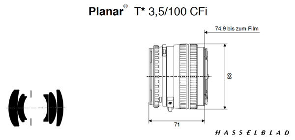 Hasselblad / Carl Zeiss Planar CFi f3,5/100mm lens