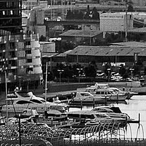 Docklands - A 100% crop of a small area of the full image shown above. The resolution of fine detail is extraordinary. Taken with Hasselblad / Carl Zeiss Planar CFi f3,5/100mm lens on Fuji Acros 100 at full aperture.