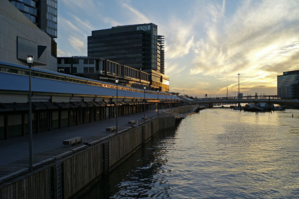 Voigtlander Ultron 28mm f2.0. Southwharf at f5.6 and 320 ISO into oblique setting sun.
