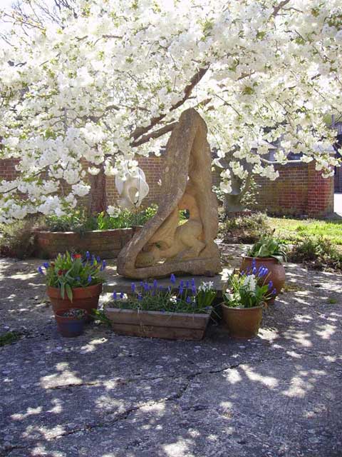 Stone carving in the courtyard