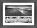 A mono view of Blackpool beach.
