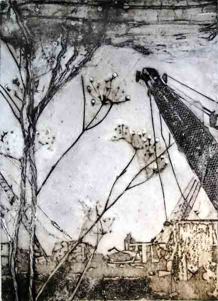 Crane and cow parsley
